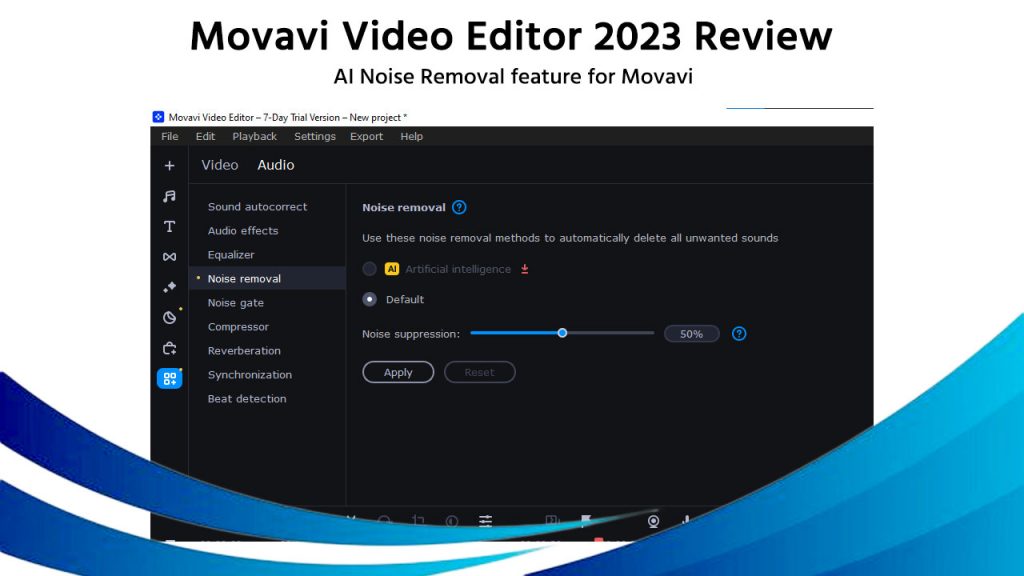 AI background noise removal feature of Movavi Video Editor Plus 2023