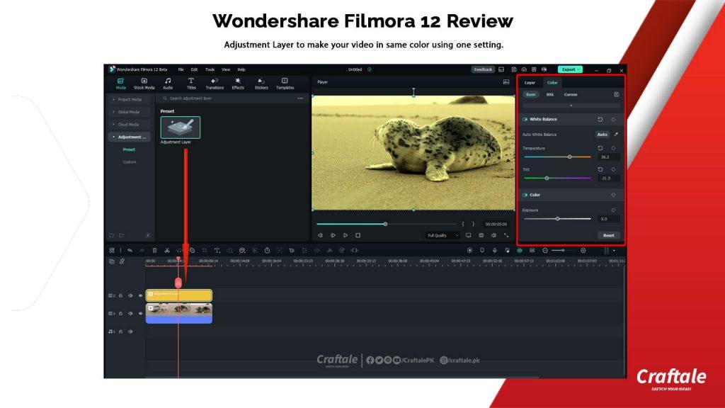 Adjustment layer in Wondershare Filmora 12