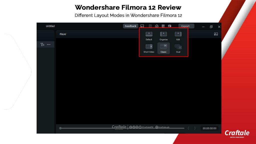Layout modes in Wondershare Filmora 12