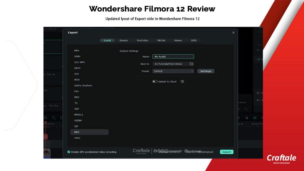 Export options in Wondershare Filmora 12