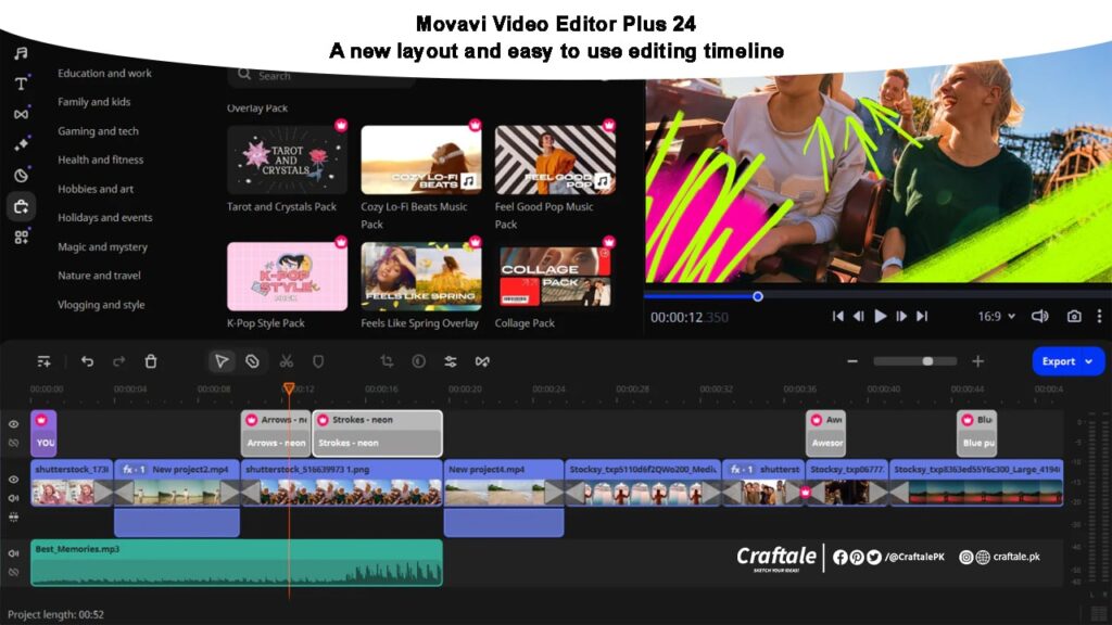 New Timeline of Movavi Video Editor Plus 24